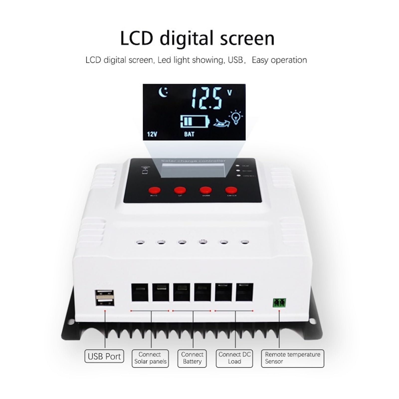30A 40A 50A 60A Regulator Ładowania Słonecznego Inteligentna Kontrola Aplikacji WiFi Nadaje Się Do 12V 24V 48V Kwasowo-ołowiowy/żel/lit Łatwy Skuteczny(20A)