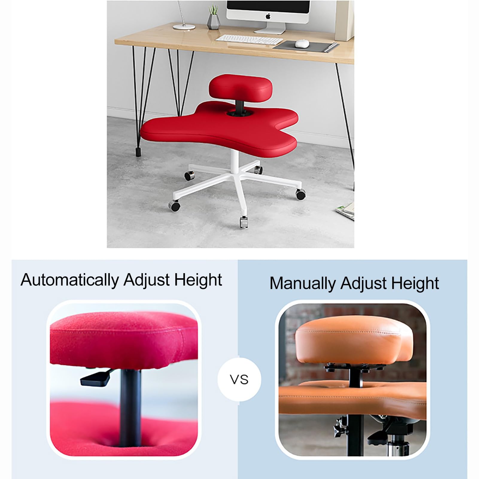 Silla ergonómica de Rodillas con Patas Cruzadas y Ruedas, Silla ergonómica de Rodillas, Silla Ajustable de Rodillas con Ruedas, Silla de meditación, Silla de Rodillas con Patas Cruzadas