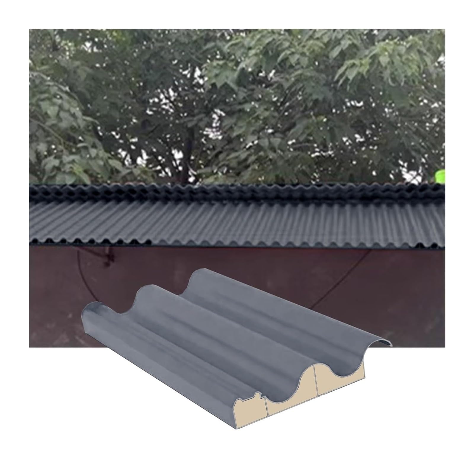 Btyqkzvpm Grey Aluminum Roofing Panels, Insulated Core Aluminum Awning Roof Panels For Wall Pergola Shed(,L-0.8M/2.6Ft)