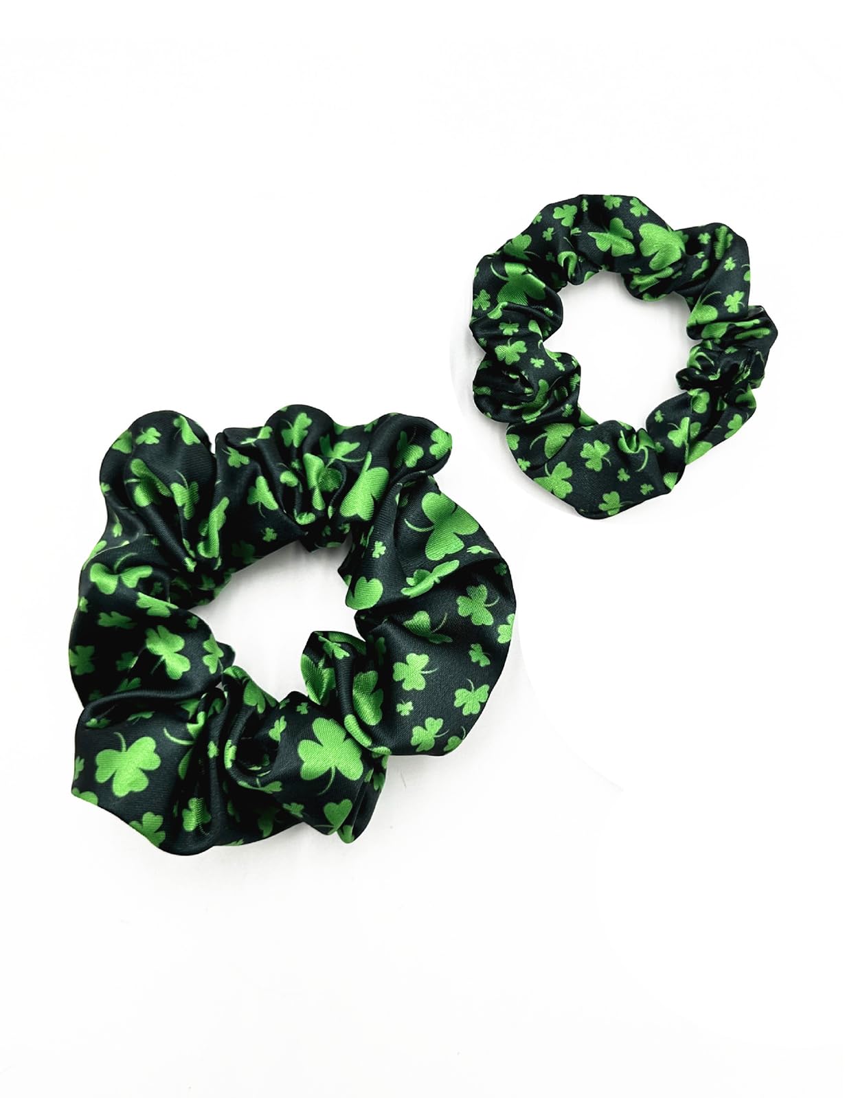 St.Patrick's Day Hair Scrunchies,Green Shamrock Ponytail Holders Green Clover Hair Scrunchy Ties JHSP65 (Set-G)