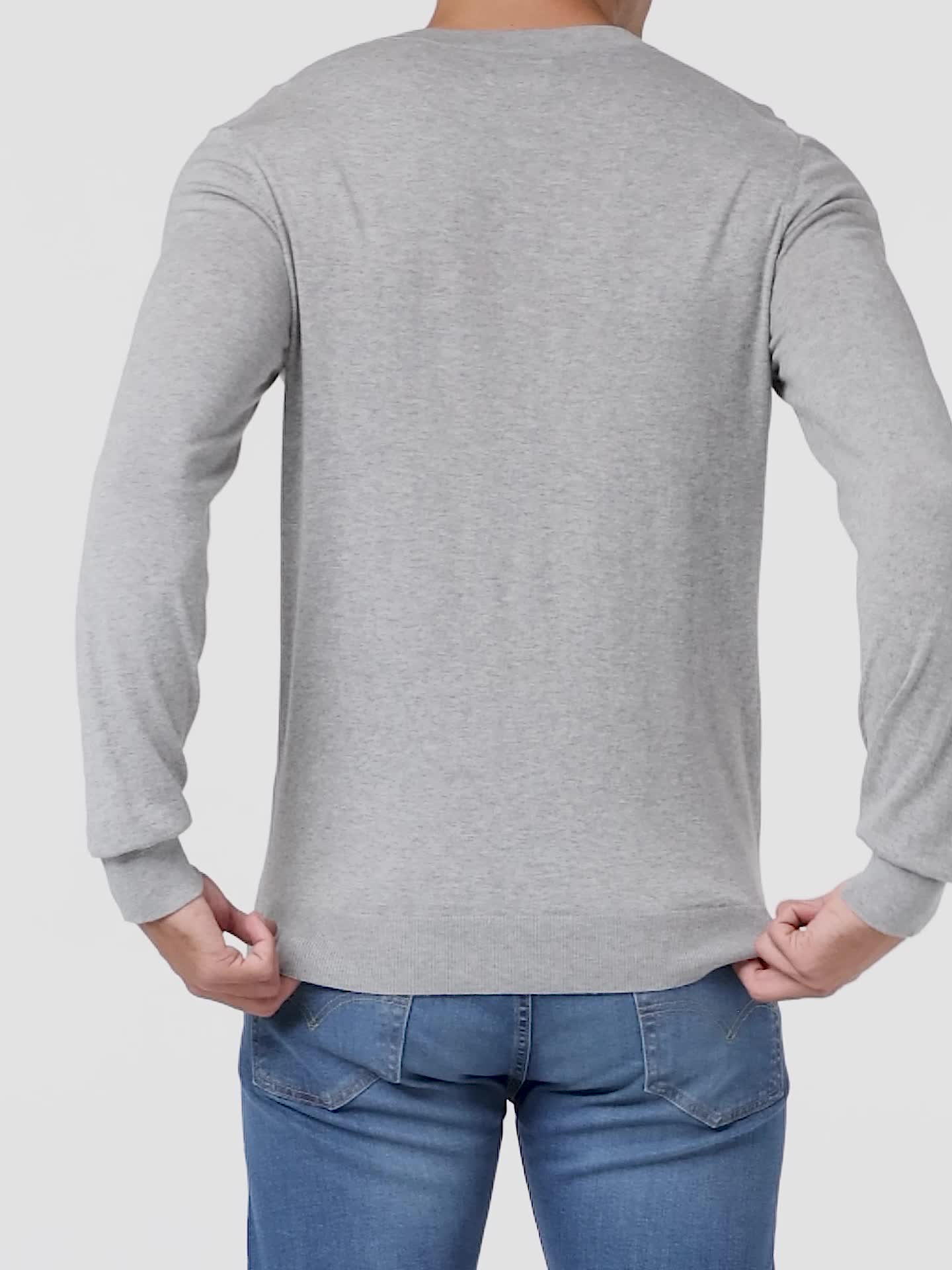 GANT Herren Cotton Cashmere C-Neck Pullover, Grey Melange, S 