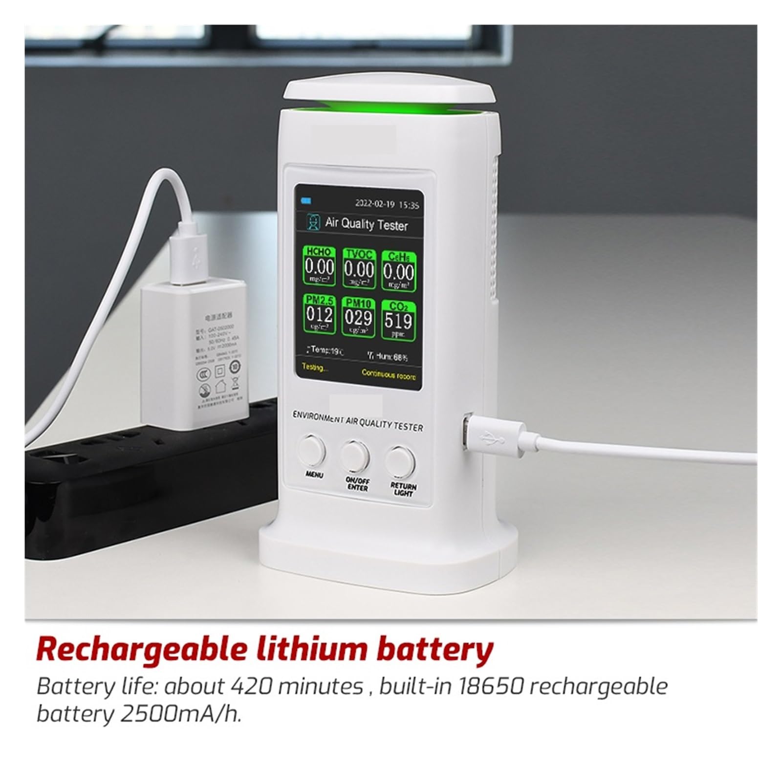 Luftqualitätstester 8-in-1-Luftqualitätsdetektor mit PC-Datenanalyse PM2.5 PM10 HCHO TVOC C6H6 CO2-Thermometer-Monitor Heimtester Ultraschnelle Datenerfassungszeiten
