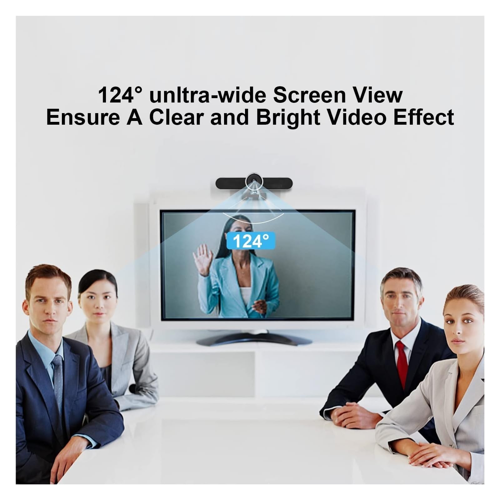 Conferenza USB 1080P Web Camera 124 ° Webcam grandangolare con Microfono e Altoparlante for Smart TV PC Living Streaming