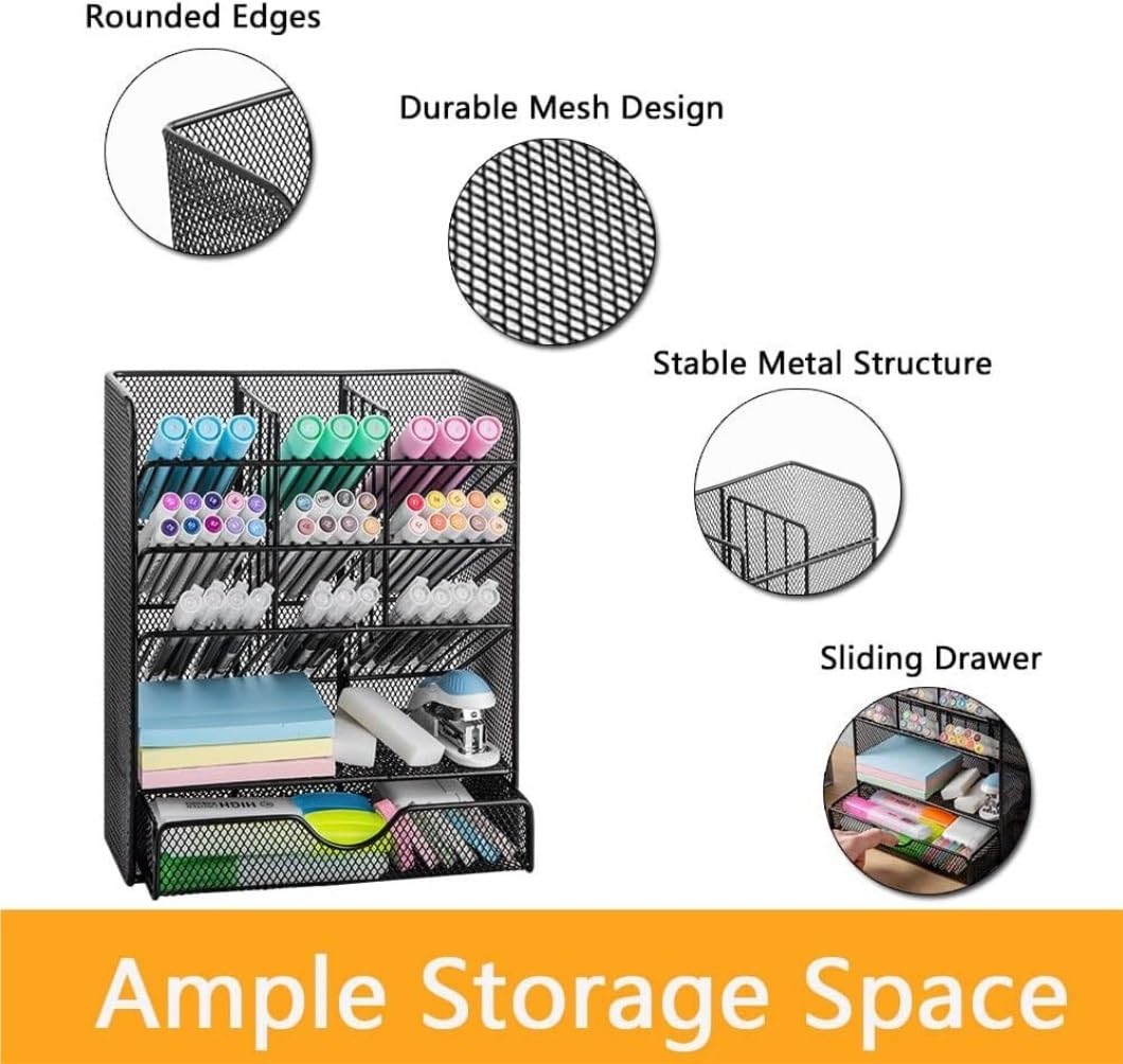 Schreibtisch Organizer Stiftehalter Schreibtisch Stifthalter Aus Metall, Stiftehalter Für Den Schreibtisch, Schreibtisch-Organizer Mit Schublade Für Schule, Zuhause, Kunstbedarf Organizer Büro ( Color