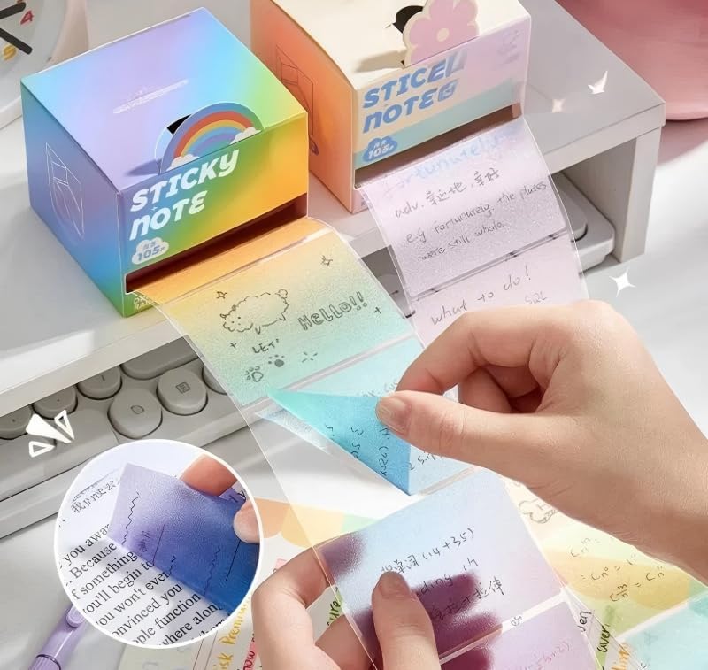 (2PC) Glitter Sticky Note, Glitter Clear Sticky Notes, 2026 New 210 Sheets Fun Cute Pull-Out Memo Pads, Cute Self Adhesive Memo Pads, Transparent Sparkle Sticky Notes, Small to Do List (2 Pack) - Image 4