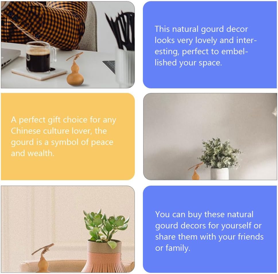 Abaodam 4pcs Natural Gourd Figurine Luck Gourd Wu Lou Statue Chinese Hu Lu Sculpture Home Feng Shui Decor Prosperity Decoration for Car Interior Office Desktop Decor for Prosperity and Good Luck