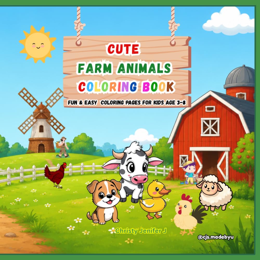 Cute Farm Animal Coloring Book: Fun & Easy Coloring Book
