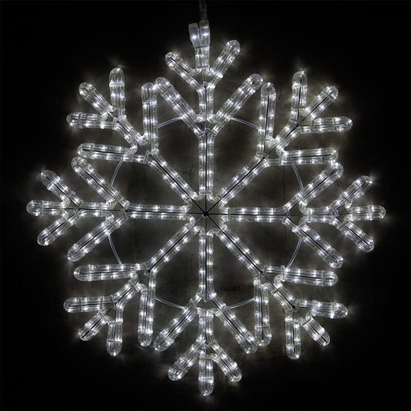 Wintergreen Lighting 28" LED Snowflake Light Christmas Decorations Outdoor Snowflake Christmas Lights, Christmas Snowflake, LED Rope Light (36 Point Star Center Snowflake, Blue/Cool White LED)