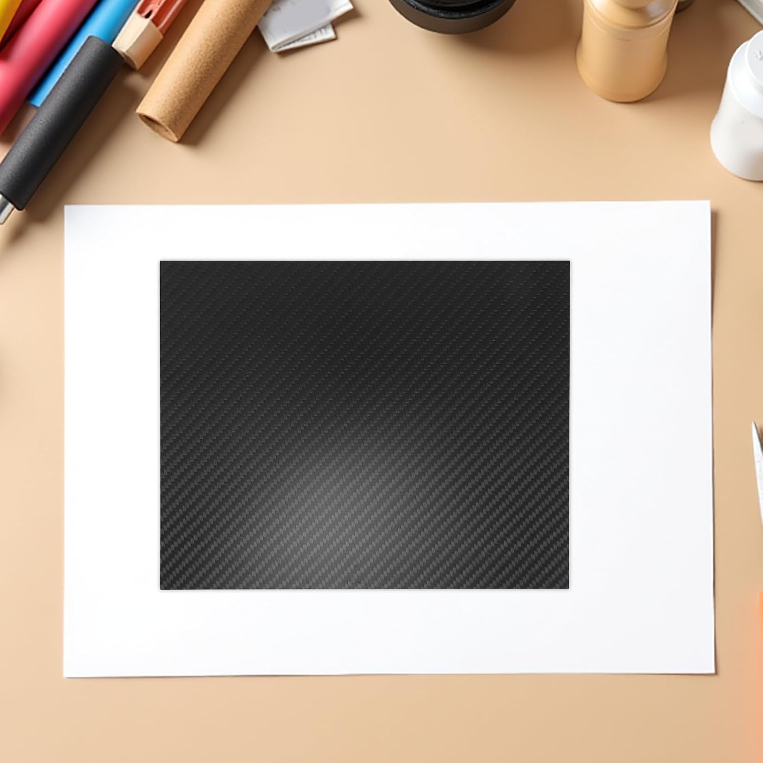 Luxshiny DIY Carbon Fiber Board Panel with Matte Twill Pattern, Flexible Shaping and Easy Processing Material for Craft Making and Repairing Model Components, 9.8x7.9in Carbon Fiber Sheet