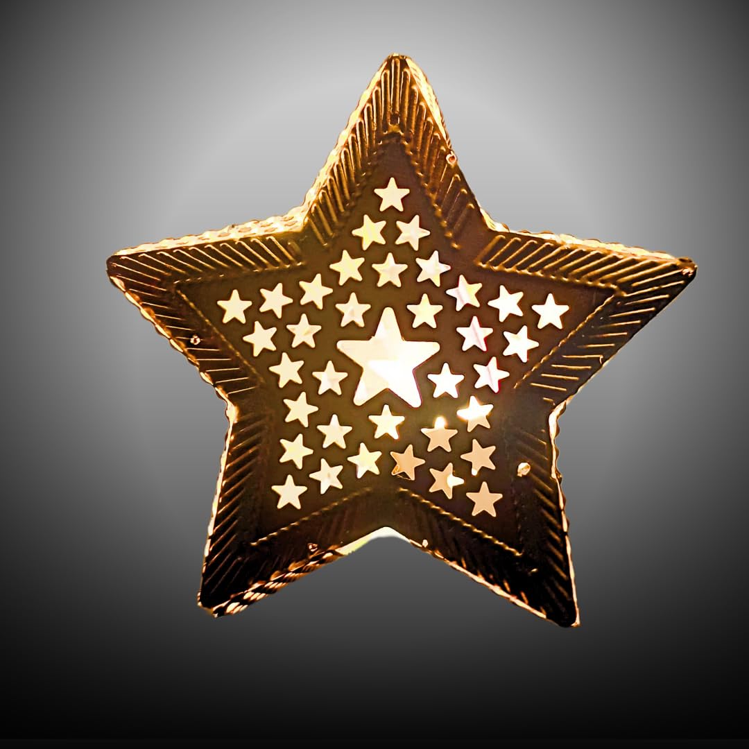 EXCEL IMPEX Golden Star Shaped Christmas Decoration Hanging LED Light Mini Chandelier with 5 Tail Golden Star 8.5cm* 8.5cm Pack of 1, for Room Decoration, Home Decor, Christmas Decor, Diwali Decor 3