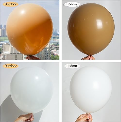 Miniatura 3 de Kit de arco de guirnalda de globos de color marrón oscuro y blanco, 18, 12, 10, 5 pulgadas, paquete de globos de látex para cumpleaños, baby shower,