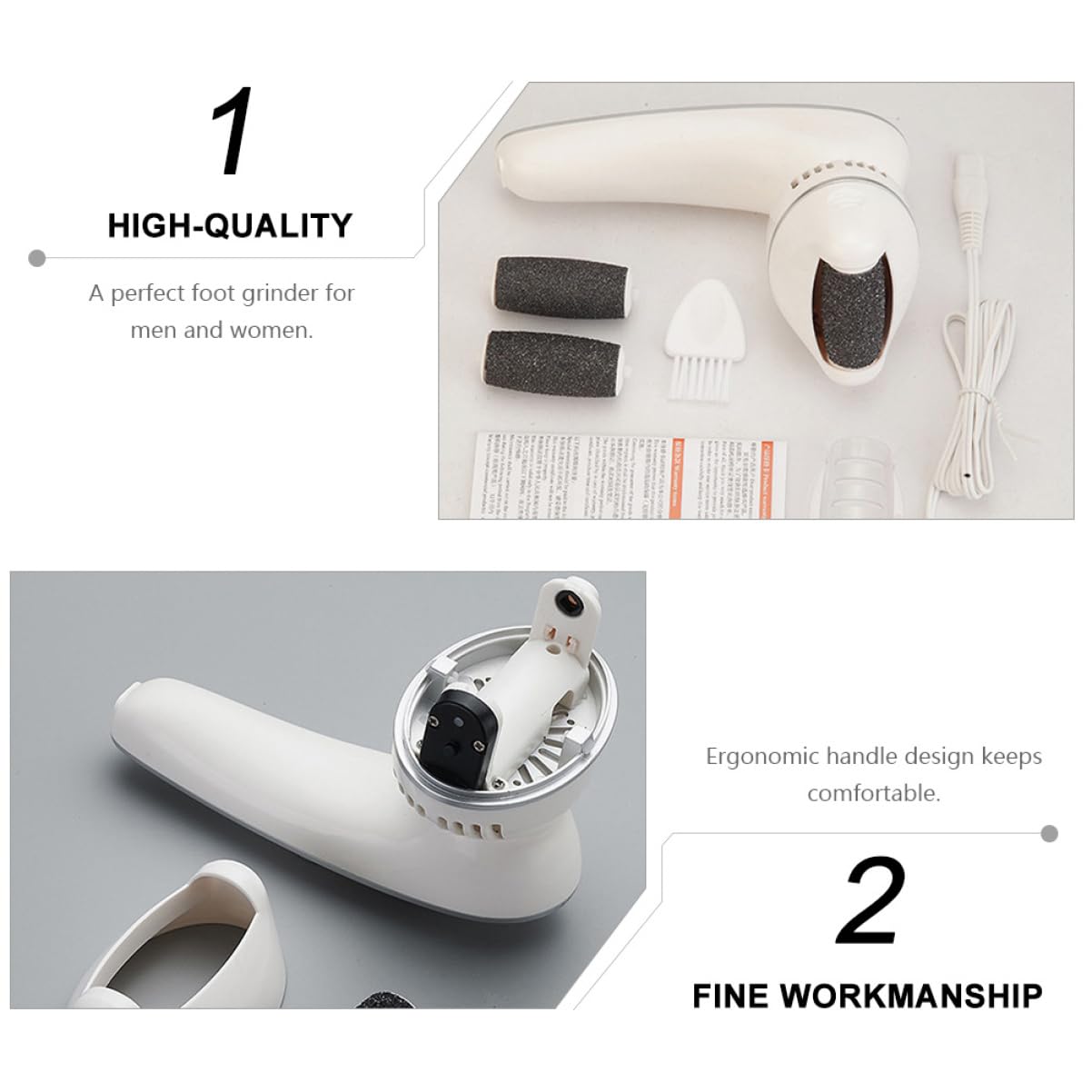Ipetboom Pedicure Elettrico per Rimozione Calli Piedi, Levacalli Elettrico Ricaricabile 600 Mah, Manico Ergonomico, per Casa e Viaggio