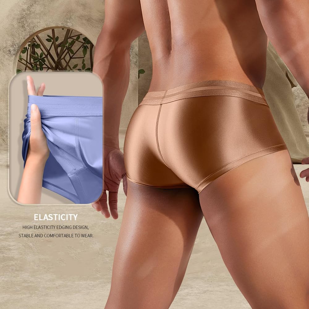 Hgn Men's Ice Silk Boxer Briefs - Cool, Sweat-Resistant Underwear, Breathable Mesh,Flexible Waistband, 4-Pack Comfort Briefs - Image 4