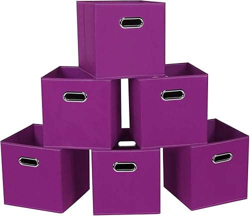 Vista 14 de Contenedores de Almacenamiento de Tela, Organizadores de Cubos de Tela con Asas Dobles, Cestas de Almacenamiento de Cubos Plegables para el Hogar