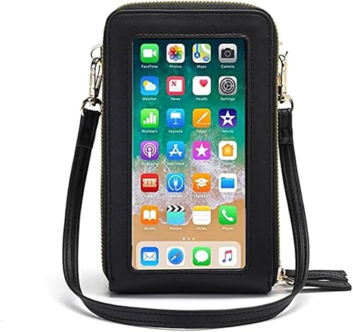 Bolsa de cuero antirrobo, pequeña bolsa cruzada para teléfono celular para mujer con pantalla táctil