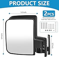 Vista 2 de OBTANIM Adjustable Golf Cart Side Rear View Mirrors for Club Car EZ GO Yamaha and Others Carts