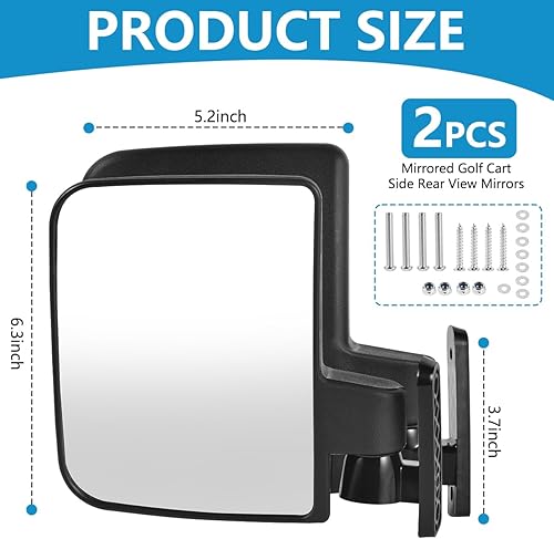 Miniatura 2 de OBTANIM Espejos retrovisores laterales ajustables para carrito de golf para Club Car EZ GO Yamaha y otros carros