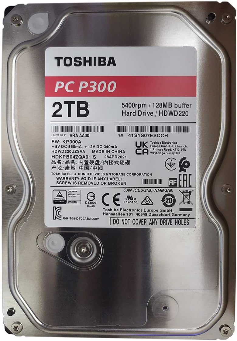 Toshiba P300 3TB Desktop 3.5 Inch SATA 6Gb/s 7200rpm Internal Hard Drive