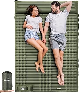 Elegear Camping Mattress Double,Ultra Thick Self Inflating Camping Sleeping Mat Double Foot Pump with Pillow Lightweight Sleeping Mat Portable,Outdoor Camping Pad for Hiking Travel Backpacking Beach