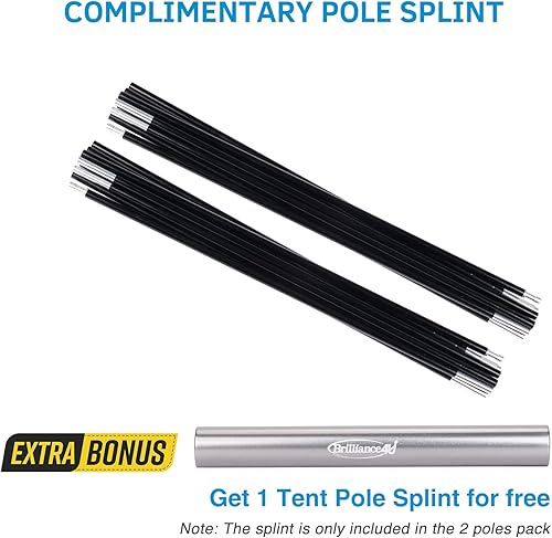 Miniatura 5 de Postes de Tienda de Campaña de Aluminio de Reemplazo, Barra de Tienda Preensamblada Negra, Varilla de Tienda de Camping Calentada 7001 T6