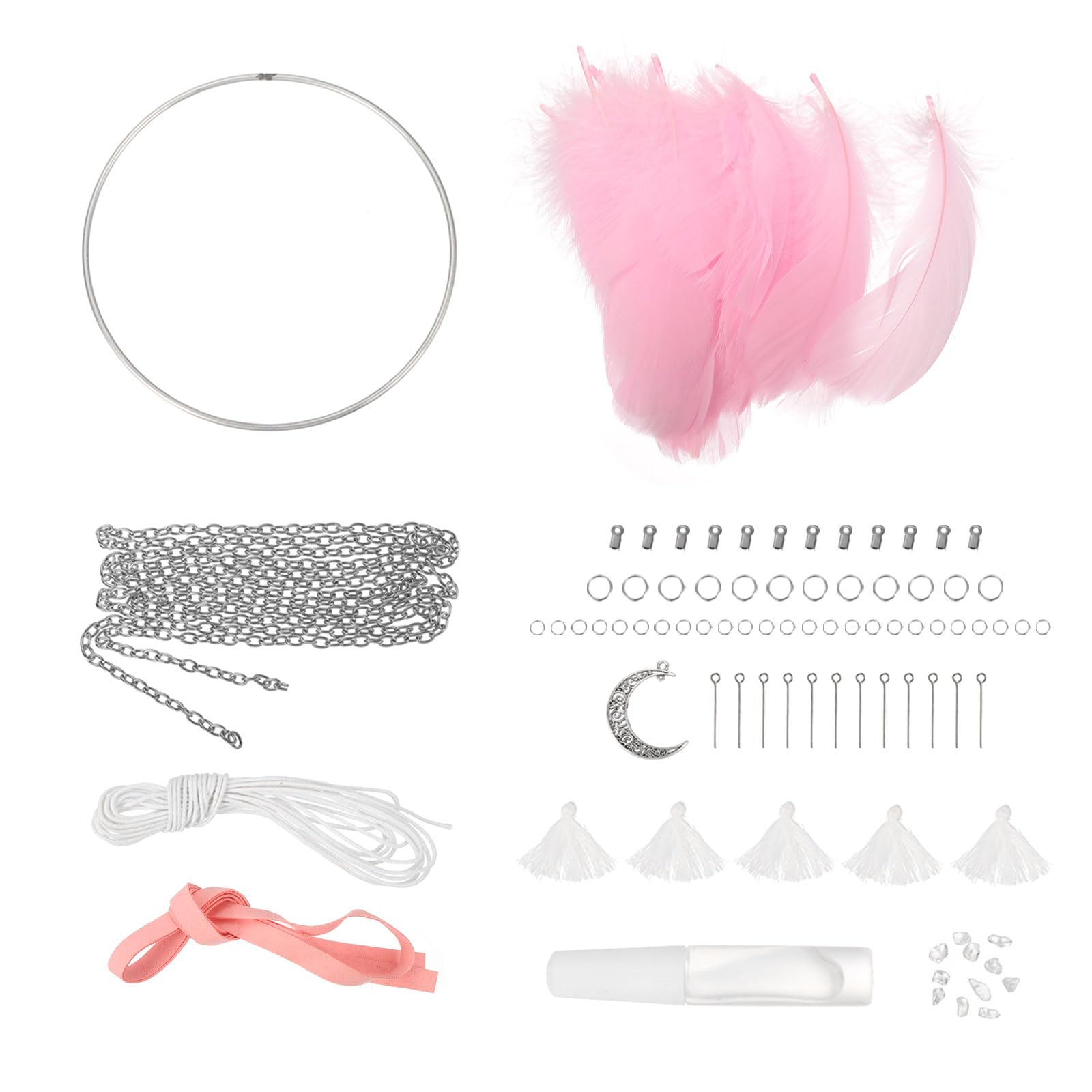 PATIKIL DIY Traumfänger-Set Lila - Bastelset Für Anfänger, 12cm Durchmesser Mit Federn & Perlen