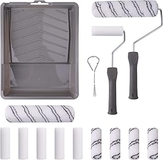Amazon Basics Paint Roller Kit - Includes Paint Roller Covers and Paint Cage Frame With Paint Tray, 16-Piece