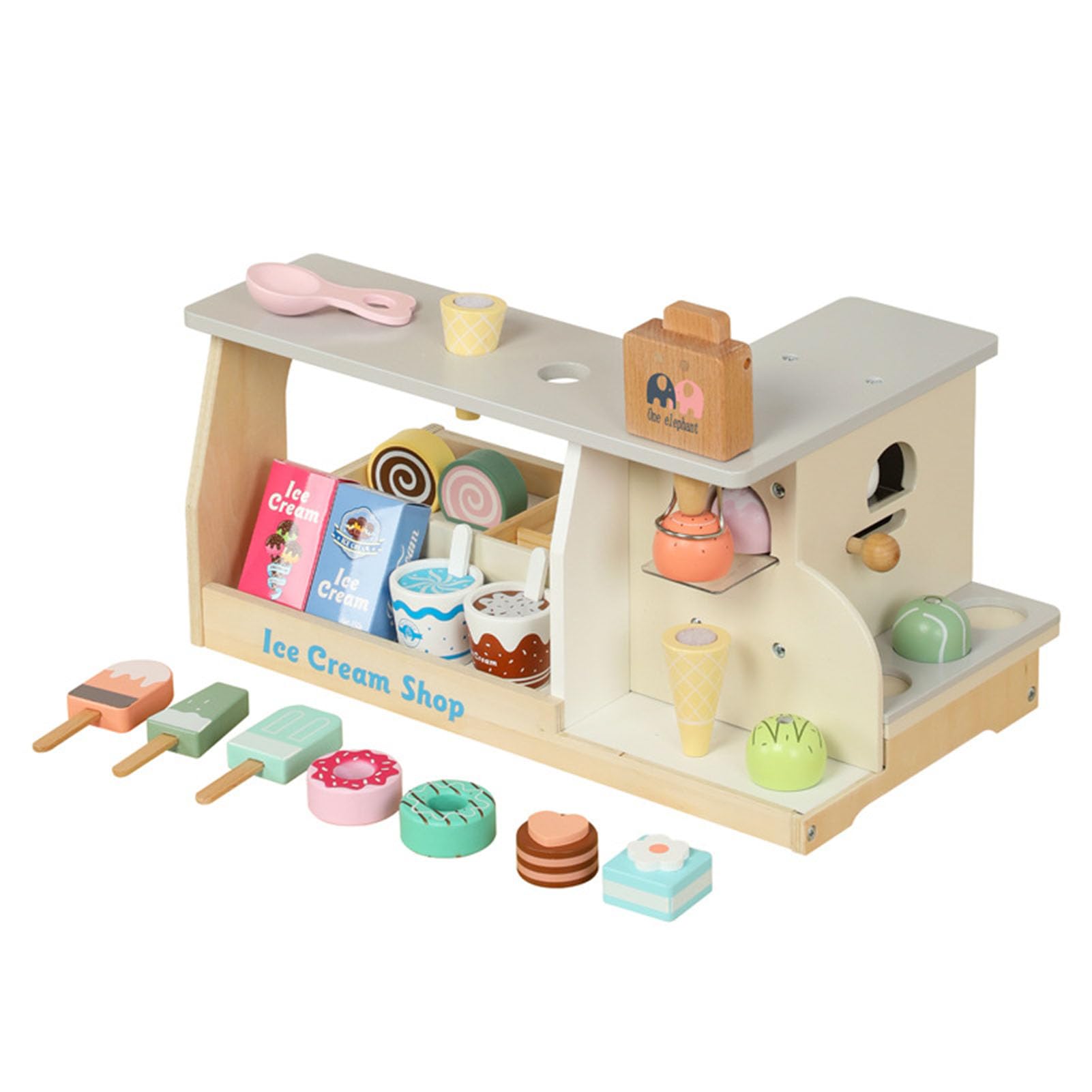 Giocattoli in Legno per Gelateria, Set di Gioco Negozio di Dolci | Set di Giochi di Ruolo Alimentari per Bambini, Giocattolo Alimentare Giocattolo per Bambini Piccoli