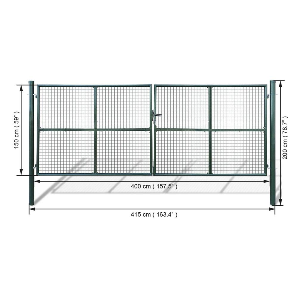 Zauntor Aus Stahl – Doppelflügel-Gartentor 406x151 Cm Mit Speerspitzen | Sicher, Stabil & Pulverbeschichtet In Schwarz | Inkl. Montagematerial