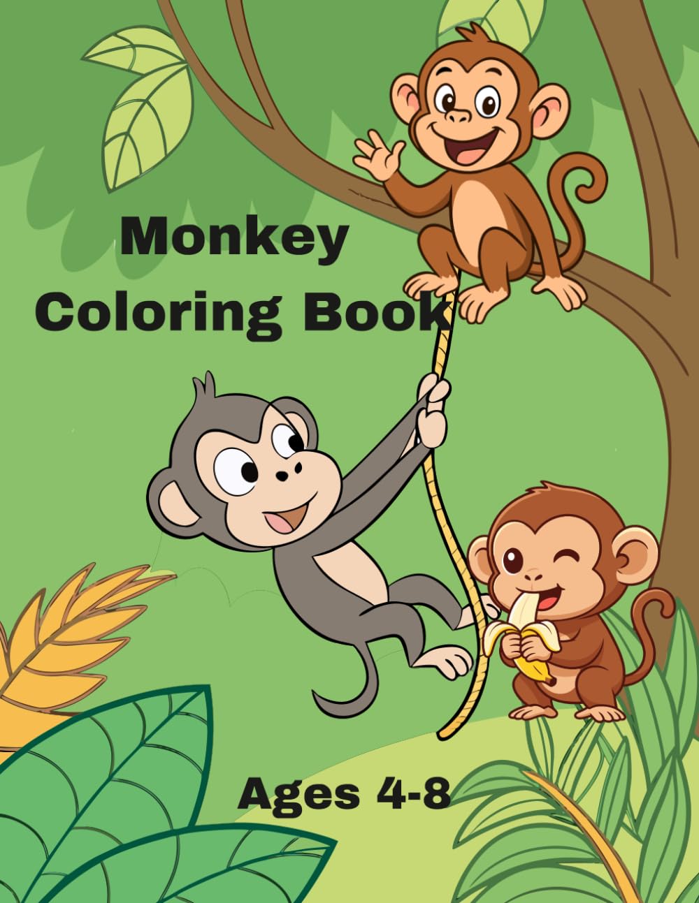 Monkey Coloring Book for Kids: Cute and Easy Monkey Adventures | Fun Jungle Animals Coloring Book for Ages 4–8
