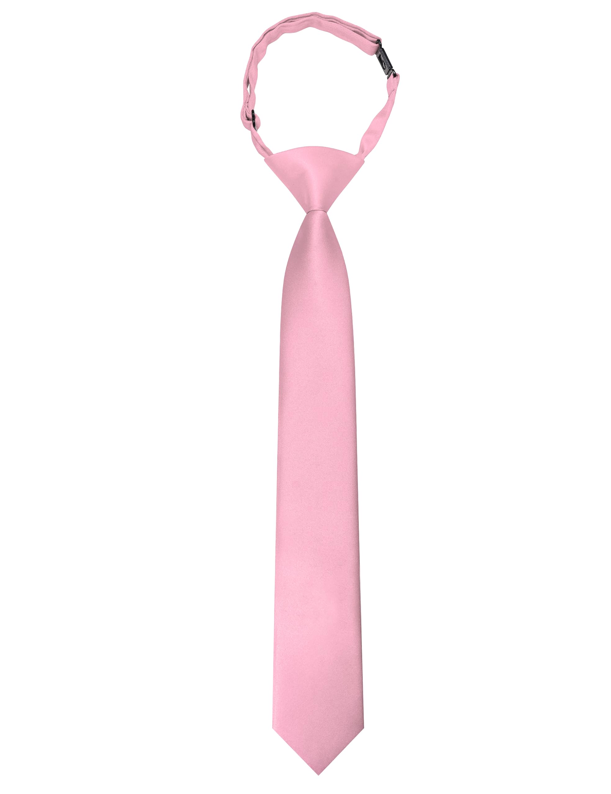 RBOCOTT Solid Color Satin Ties for Boys and Kids Pre-tied Adjustable Necktie for Age 8-12 Wedding and School Graduation