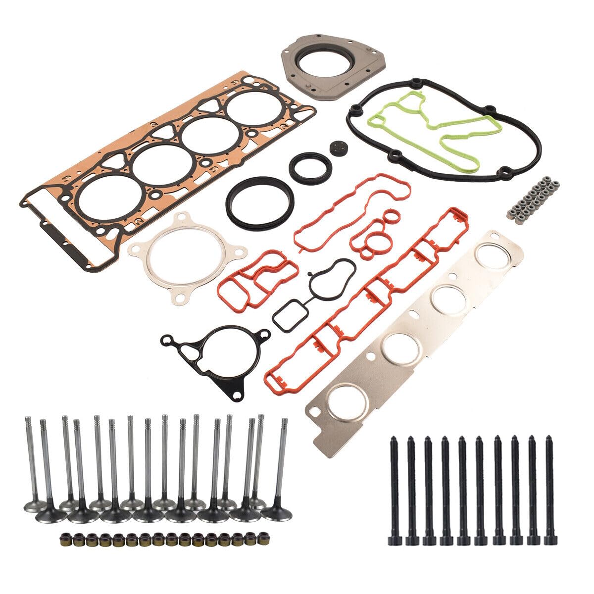 Joint de culasse avec jeu de soupapes avec boulon Compatible avec V W S.e a.t Sk0da 1.8 TFSI 2.0 TFSI 1.8 TSI 2.0 TSI 06H103383AF 06J103383D 06H103085J 06H103085G 06B103113C