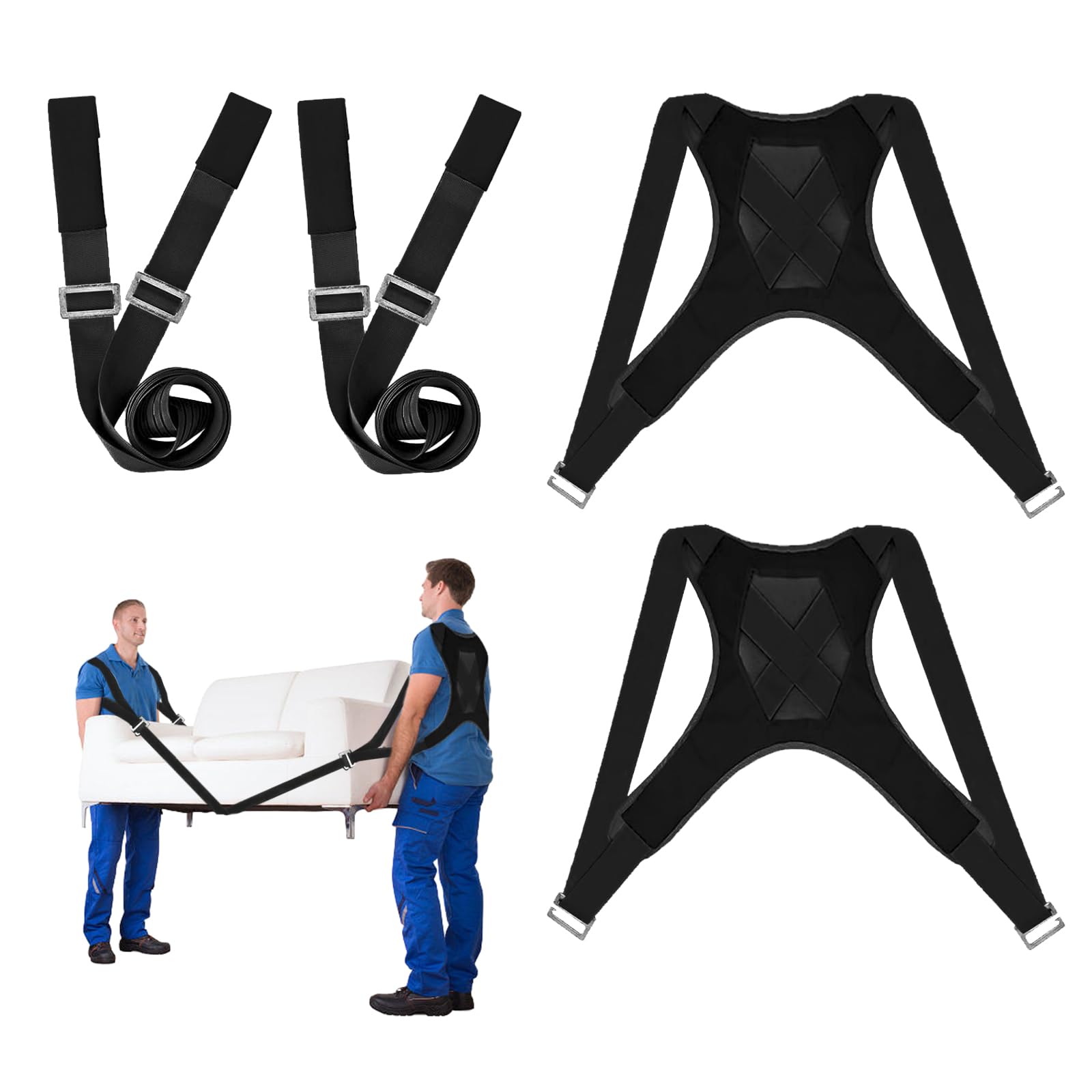 Moving Straps Lifting Strap for 2 Movers, Adjustable Shoulder and Arm Lifting and Moving System for Moving Furniture Appliances Mattresses Heavy Objects, 800 lbs Load Capacity