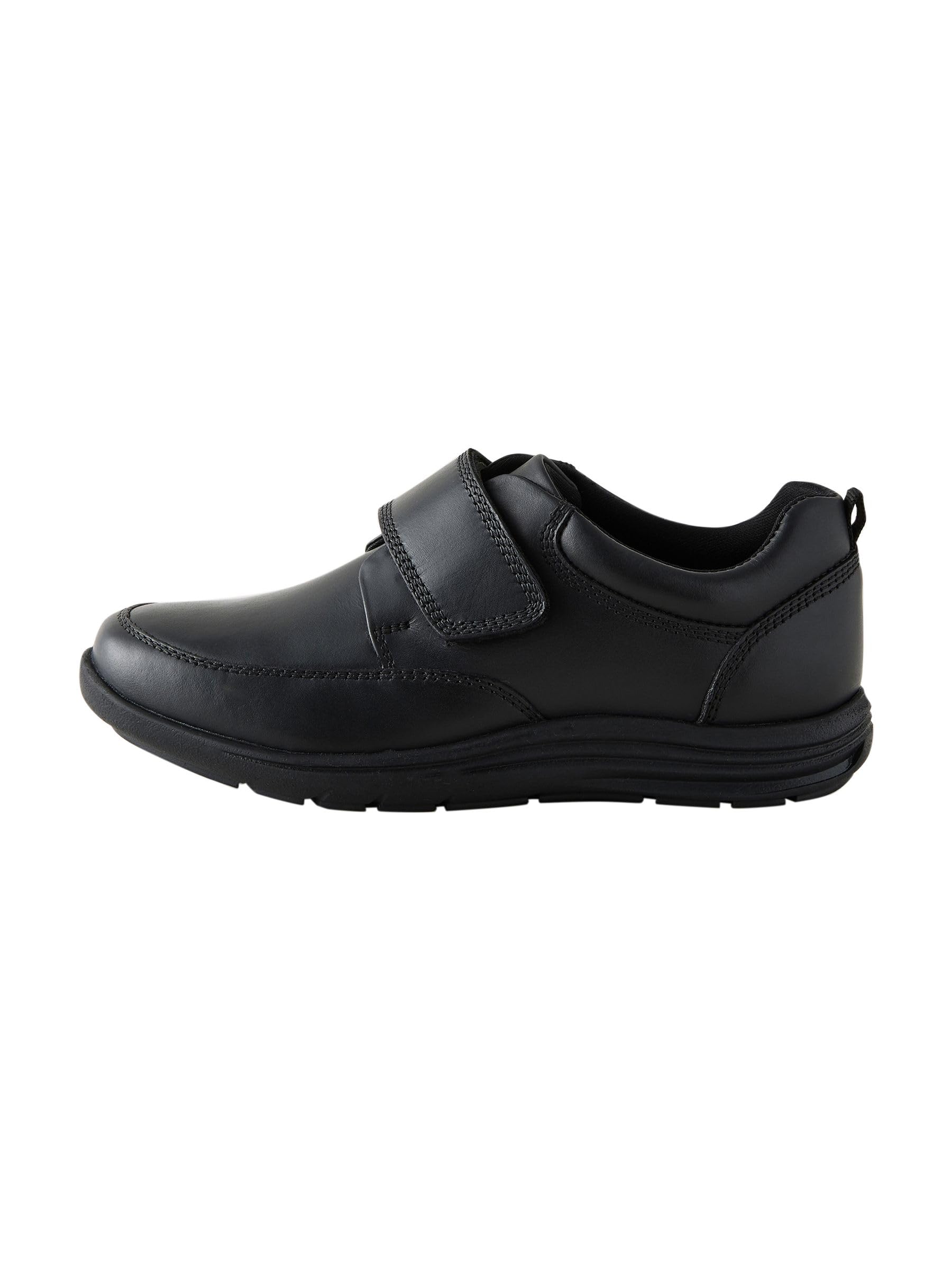 NEXT Jungen Standard Passform (F) Lederschuhe mit 1 Klettverschlussriemen für die Schule
