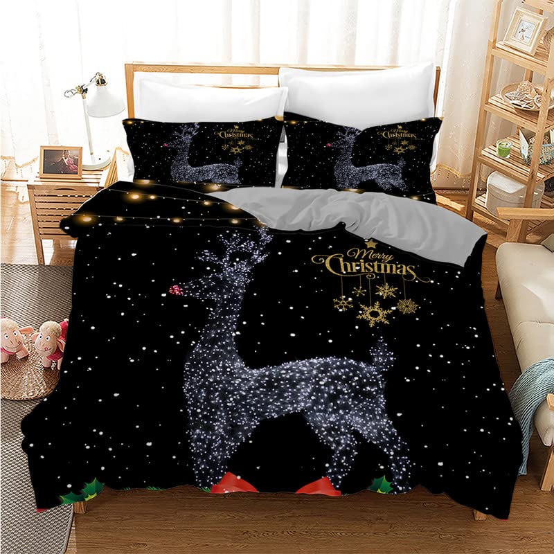 Housse de Couette 240 x 260 Cerf pour Ambiance de Noël Chalet