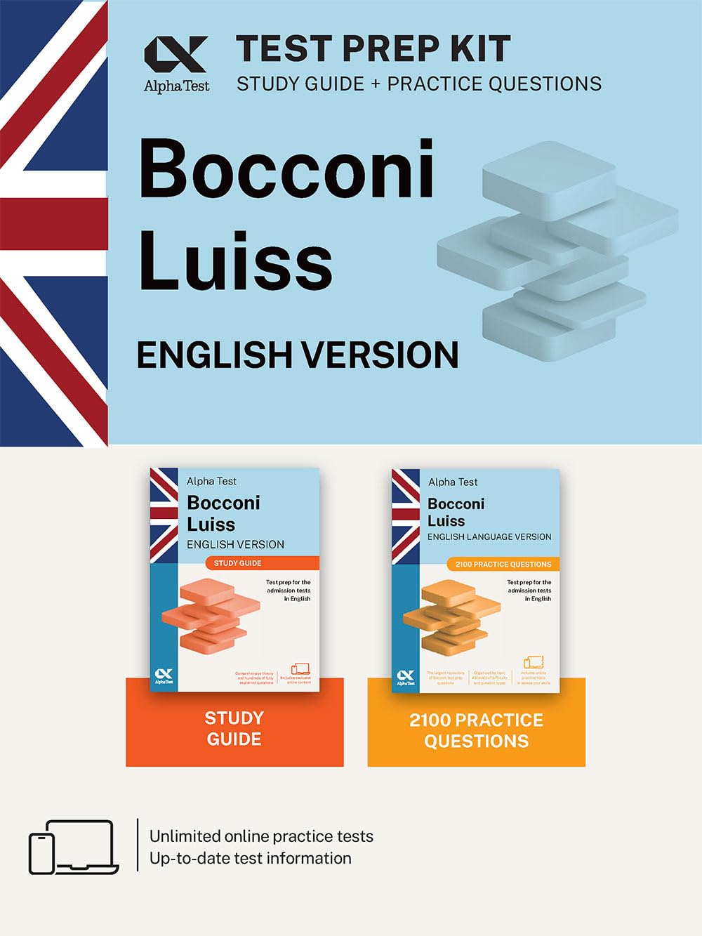 Alpha Test Bocconi Luiss. English version 2026-2027. Test prep kit. For university admission tests. Digital platform and online simulator included. Con espansione online
