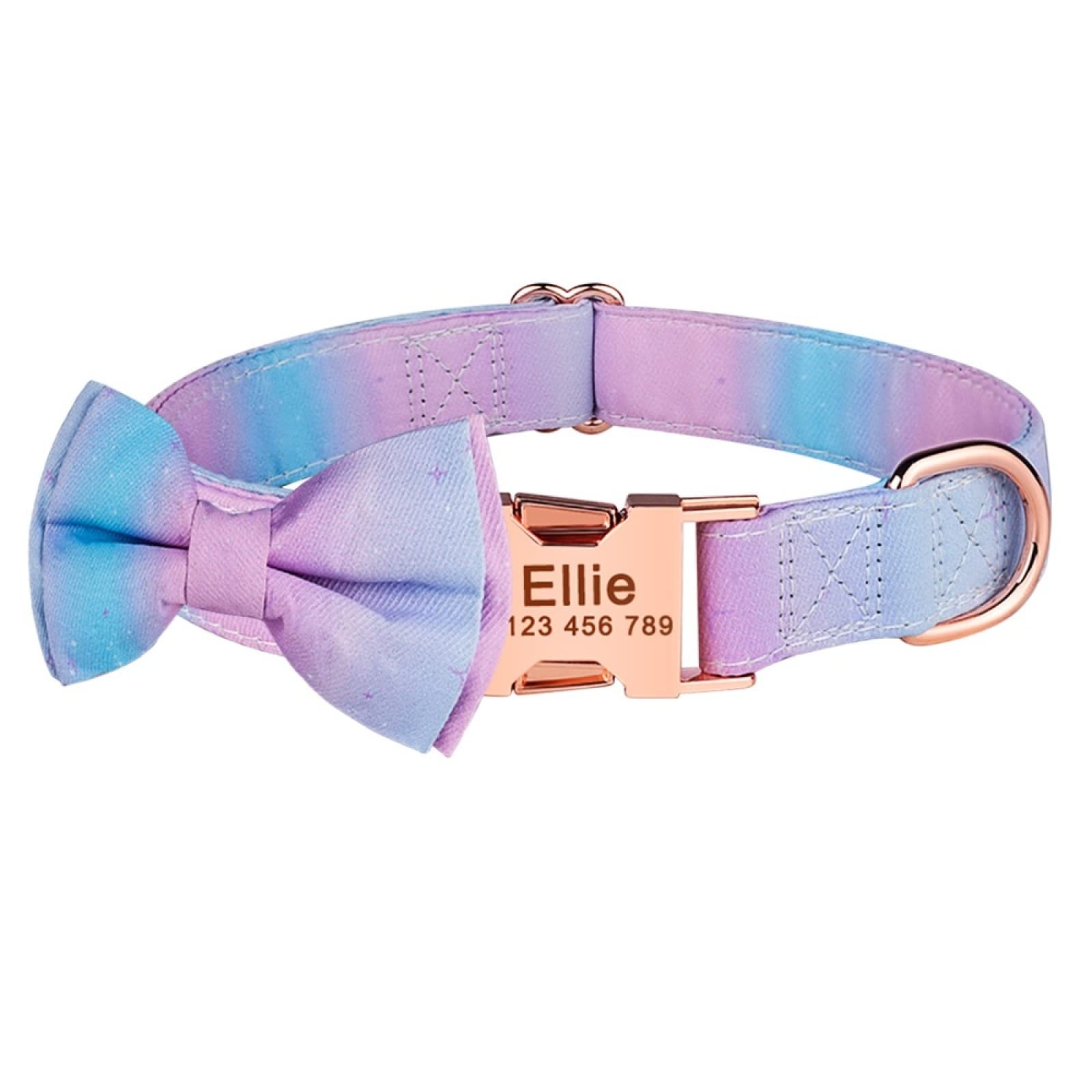Collier de chien en nylon réglable rose avec plaque d'identification