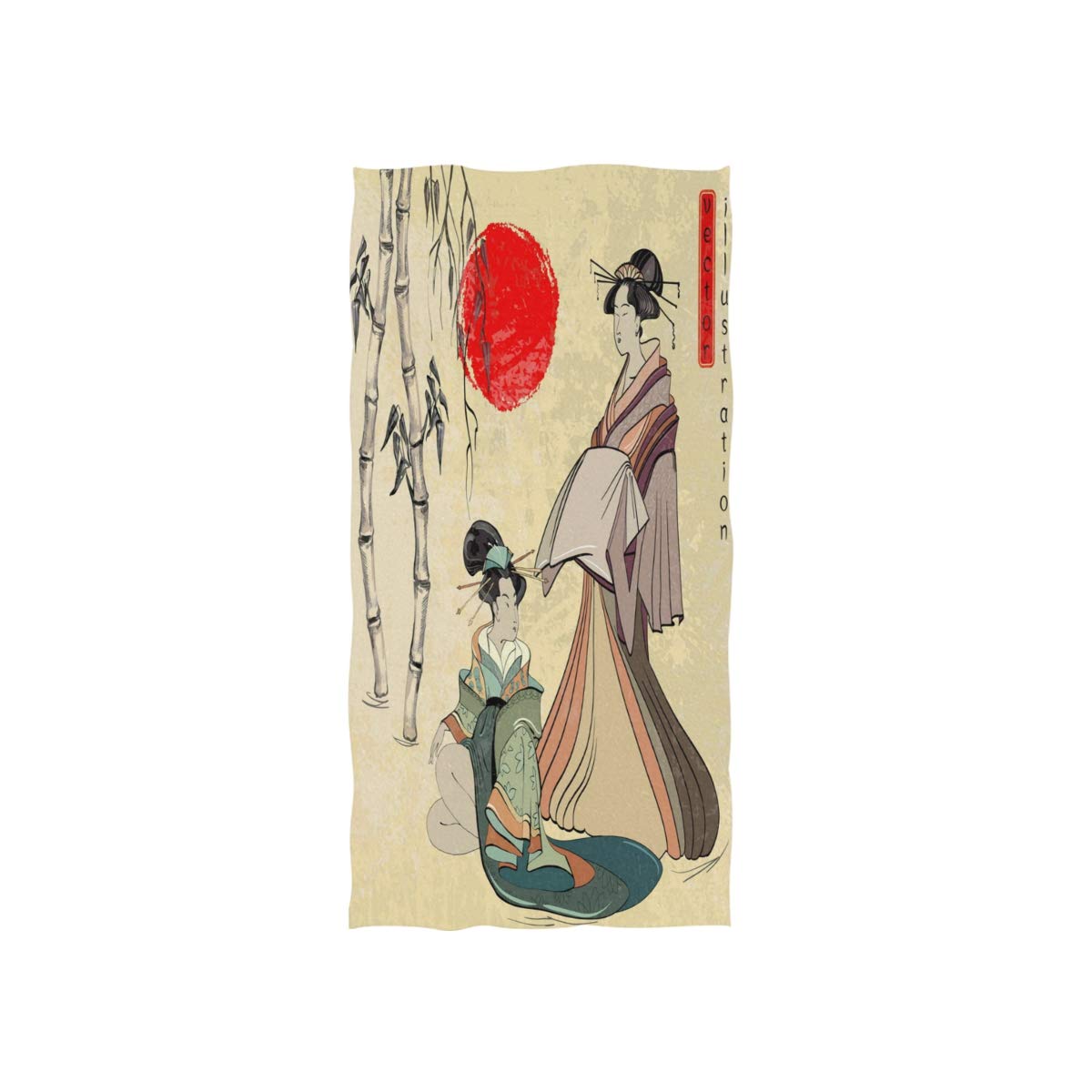 ALAZA Japanese Geisha Girl Sun Soft Bath Hotel Spa Hand Gym Sport Towel 30 x 15 Inches