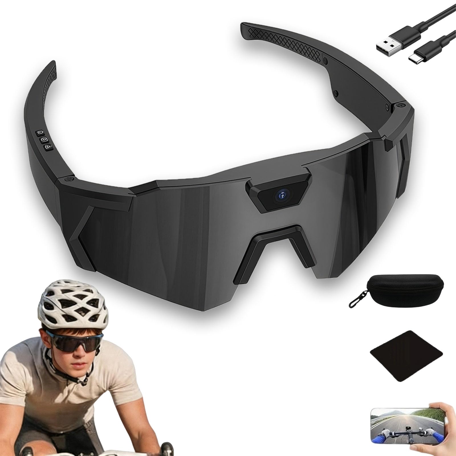 4k Baseball Glasses with Camera Youth, 4k HD POV Sports Glasses with Camera, Smart Video Recording Glass for Action Sports with 64gb Memory (#2)-image-43