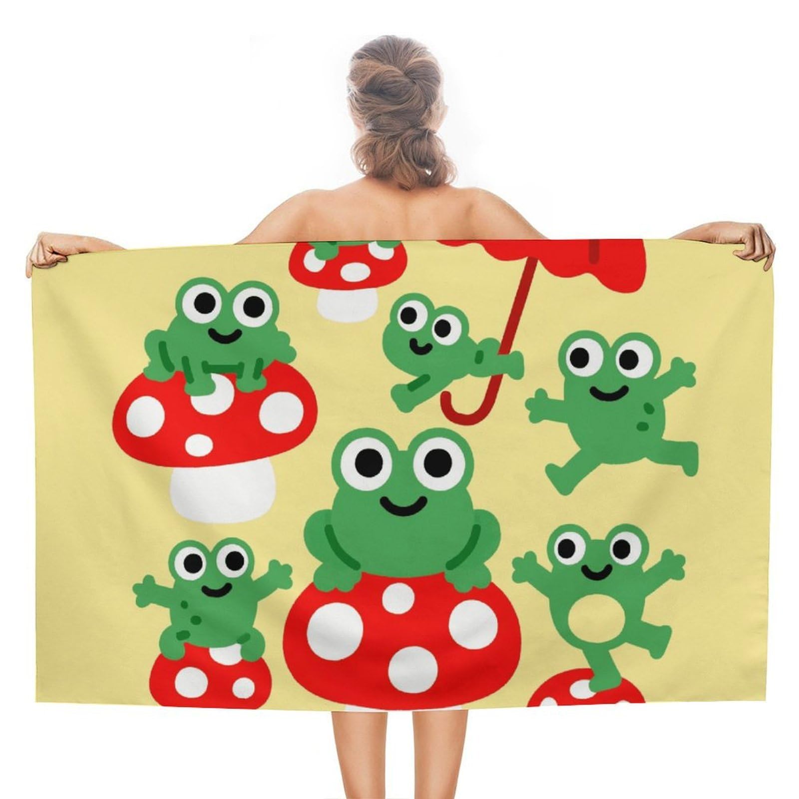 asbwuo Frog and Mushroom Beach Towels Extra Large Quick Dry Absorbent