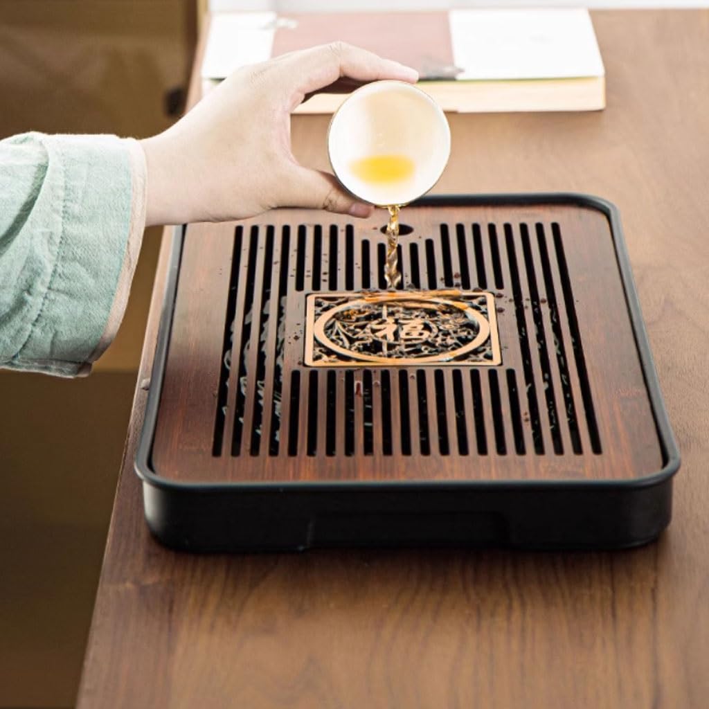 Bandeja de té para servir, diseño moderno y pequeño para sala de estar, recepción y juego de té Kung Fu, accesorio de té funcional y elegante
