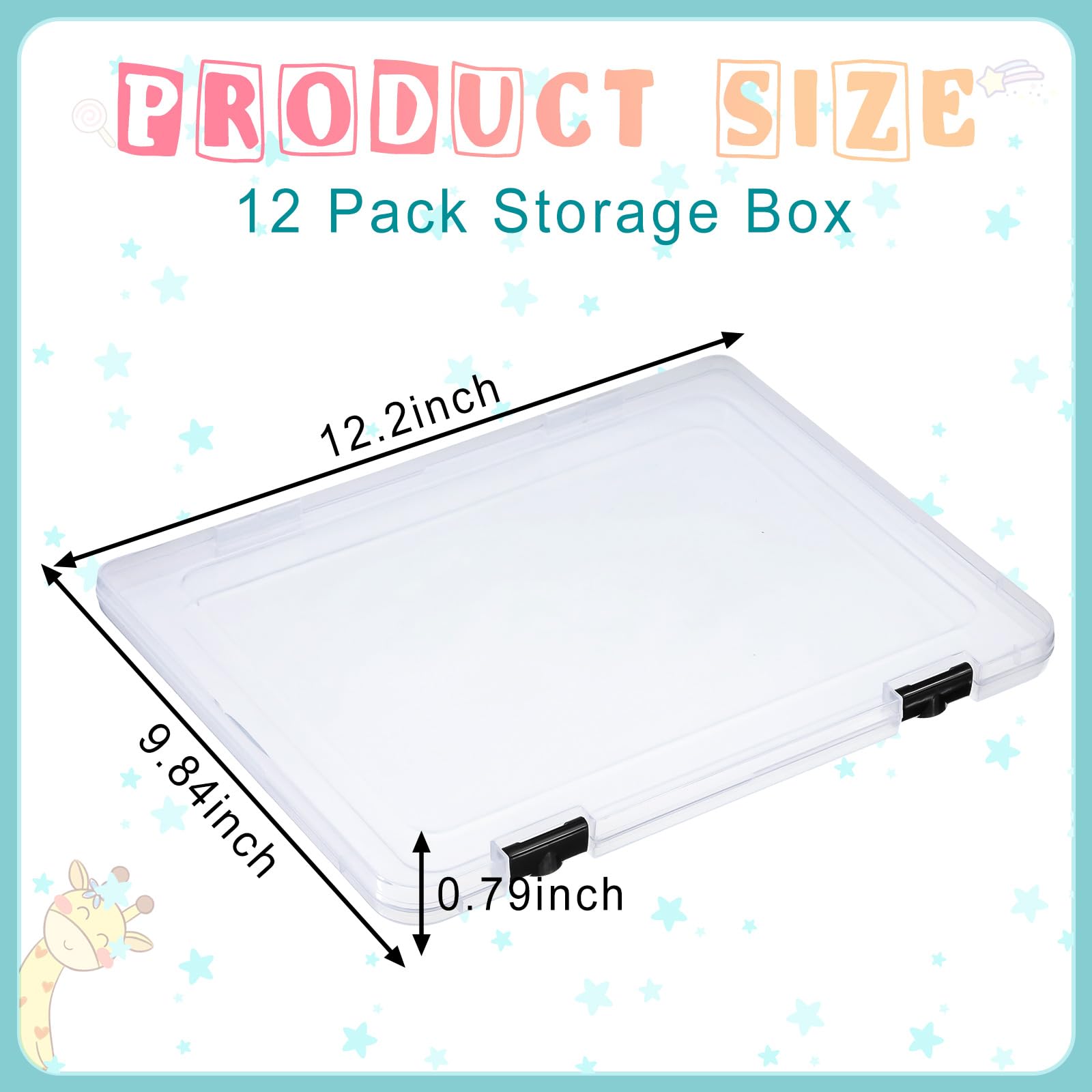 iBune 6 Pack 12x12 Paper Storage, Scrapbook Storage Box for 12 x 12  Paper, Portable Slim Project Case Plastic Craft Paper Storage Box, Inner  Size