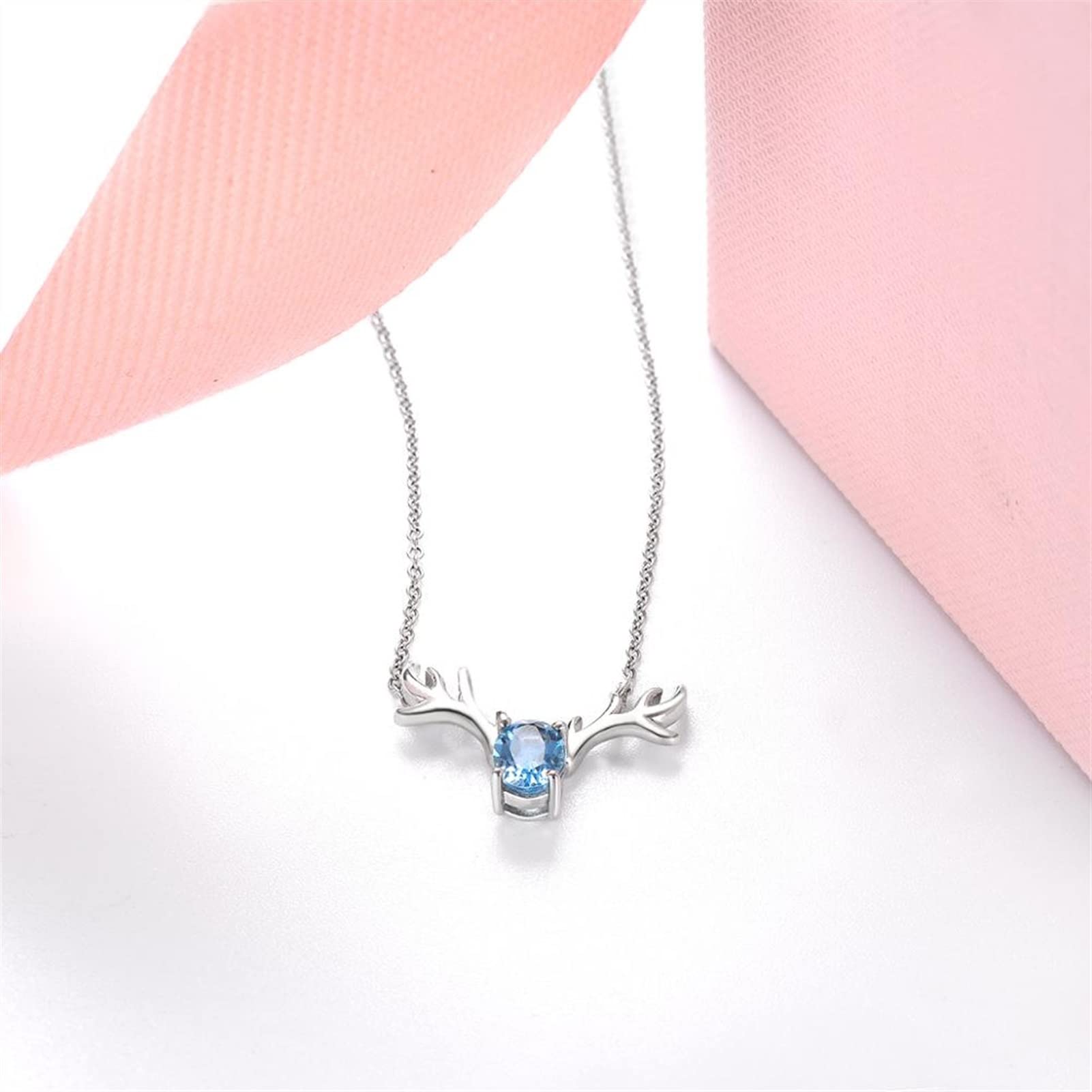 Collane Gioielli di Moda da Donna Classico Naturale Blu Topaz 0.92 Carat Deer Design Squisita Elegante Collana Pendente Collana da Donna
