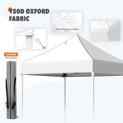 Miniatura 7 de EAGLE PEAK Toldo desplegable de 5 x 5 pies, toldo instantáneo para exteriores, fácil instalación, refugio plegable de pierna recta (blanco)