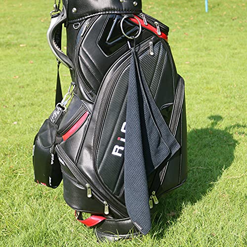 Image of Handy Picks Microfiber Golf Towel (16 inch X 16 inch) with Carabiner Clip, Waffle Pattern Golf Towel Hook and Loop Fastener - The Convenient Golf Cleaning Towel