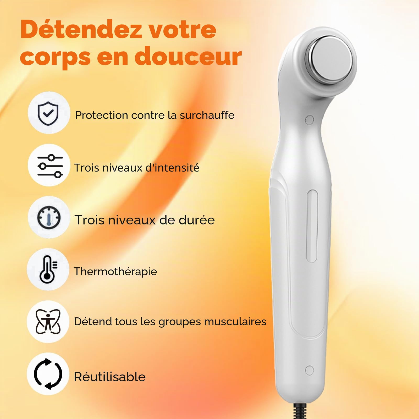 Appareil De PhysiothéRapie à Ultrasons, Appareil à ultrasons portable pour usage domestique, ChronoméTrage De 15 Minutes + 3 Vitesses RéGlables, pour le traitement de la douleur et de l'arthros