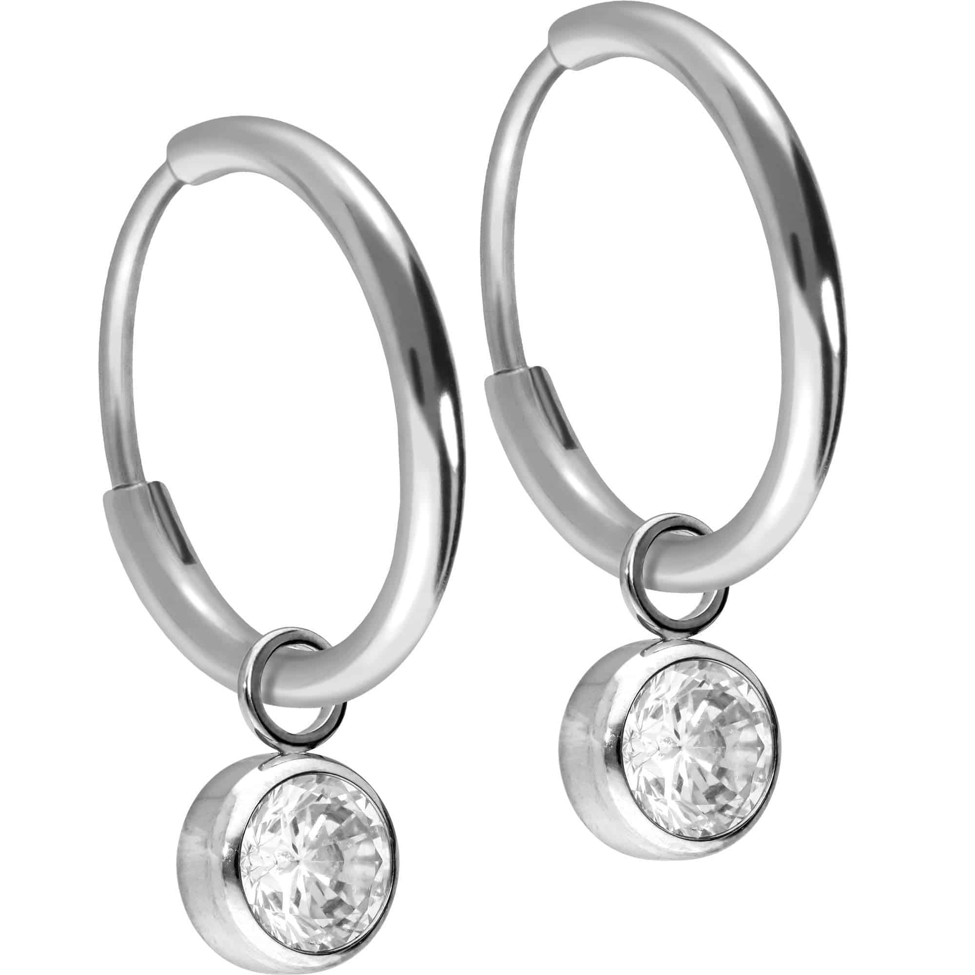FILANGO 1 Paar Ohrringe Titan Ohrclicker Creolen RUNDER KRISTALL - Roségoldfarben, Schwarz, Goldfarben, Silberfarben