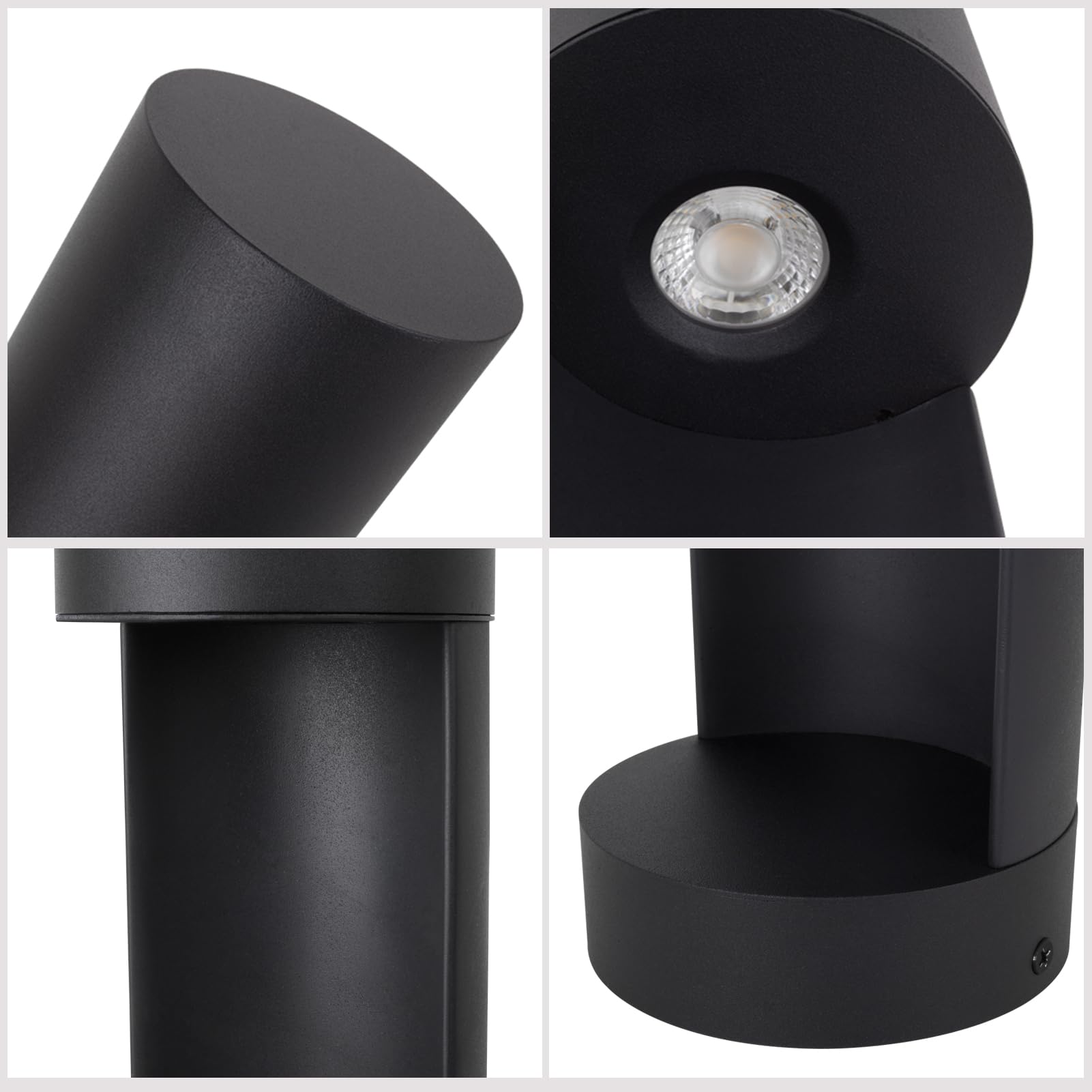 DAWALIGHT Paletto Luminoso da Giardino 6W LED 2700K Bianco caldo Luci per Sentieri Alimentazione di rete IP65 Impermeabile Lampione da Giardino Moderno per Esterno Prato Percorso, Alluminio, Nero
