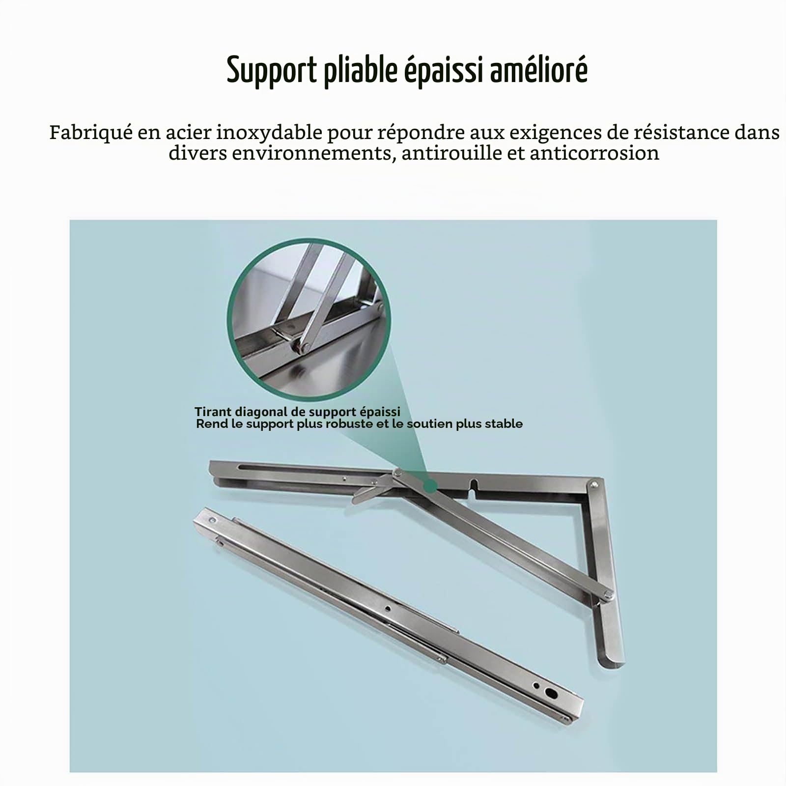 Table murale rabattable table murale pliante fixée au mur table de cuisine murale,Fabriqué en acier inoxydable 304, support pliant en acier inoxydable épaissi,peut supporter jusqu'à 150 kg de poids,(S