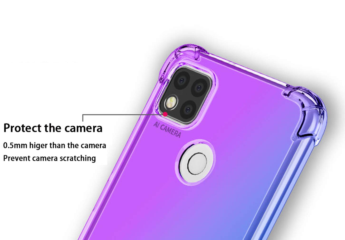 Custodia Sfumata WEIOU In TPU Morbido Per Xiaomi Redmi 9C / 9C NFC - Cover Antiurto Rosa E Verde