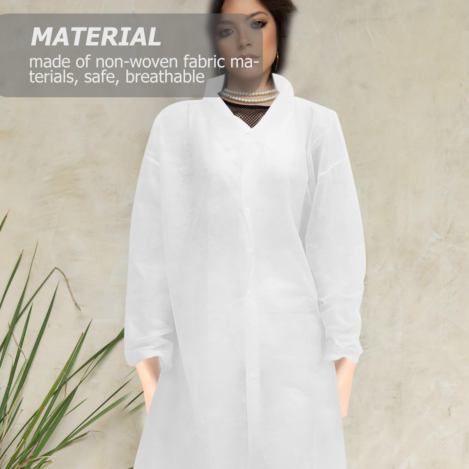 Bata de Laboratorio Desechable de Tela No Tejida, 10 Piezas, Protección contra Suciedad y Uso en Pintura o Limpieza Varios Estilos